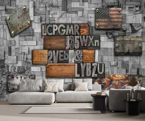 Fototapete 3D Effekt Tapete Graue Holzplatte Retro Tapeten Vliestapete Wandbilder Schlafzimmer Wanddeko Wohnzimmer -MW255250-350cmx256cm von MIWEI Wallpaper
