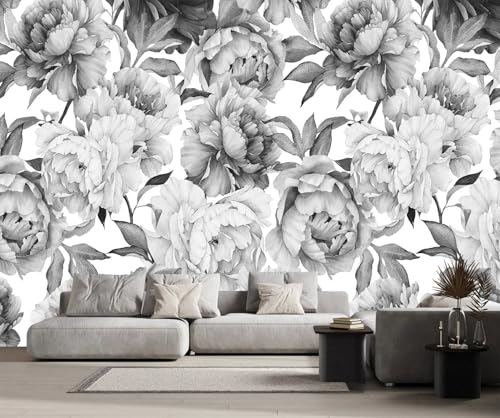 Fototapete 3D Effekt Tapete Schwarz Weiße Blumen Retro Tapeten Vliestapete Wandbilder Schlafzimmer Wanddeko Wohnzimmer -MW255529-350cmx256cm Fototapete 3D Effekt Tapete Schwarz Weiße Blumen Retro Tapeten Vliestapete Wandbilder Schlafzimmer Wanddeko Wohnzimmer -MW255529-350cmx256cm von MIWEI Wallpaper