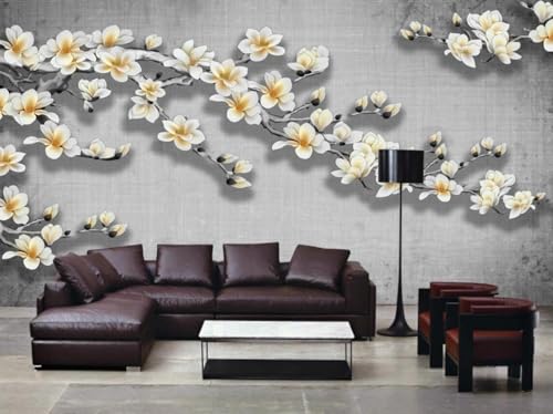 Fototapete 3D Effekt Tapete Vintage Blumen 250x175cm Tapeten Vliestapete Wandbilder Schlafzimmer Wanddeko Kinderzimmer Wohnzimmer -MIWEI Wallpaper-ZXY-11802 von MIWEI Wallpaper