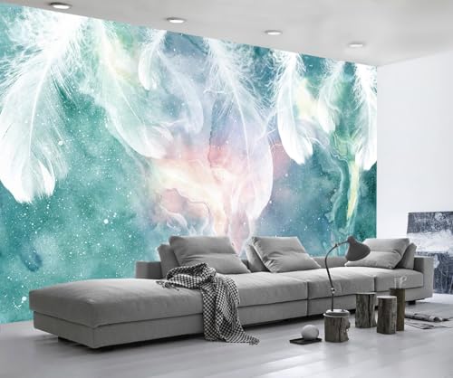 Fototapete 3D Effekt Tapete Weiße Feder Grün Tapeten Vliestapete Wandbilder Schlafzimmer Wanddeko Wohnzimmer -MW254703-400cmx260cm Fototapete 3D Effekt Tapete Weiße Feder Grün Tapeten Vliestapete Wandbilder Schlafzimmer Wanddeko Wohnzimmer -MW254703-400cmx260cm von MIWEI Wallpaper
