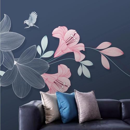 Tapete Fototapete Blumenvögel Pflanzen Vliestapete Tapeten 3D Effekt Wohnzimmer Schlafzimmer Wanddeko -KX13688, 430x300cm von MIWEI Wallpaper
