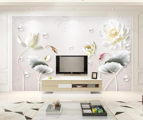 Tapete Fototapete Einfaches Relief Blumen Vliestapete Tapeten 3D Effekt Wohnzimmer Schlafzimmer Wanddeko -KX13378, 310x250cm von MIWEI Wallpaper