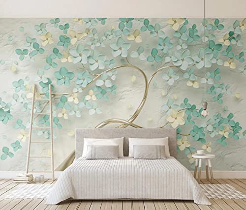 Tapete Fototapete Frische Grüne Blumen Relief Vliestapete Tapeten 3D Effekt Wohnzimmer Schlafzimmer Wanddeko -KX13939, 400x280cm von MIWEI Wallpaper