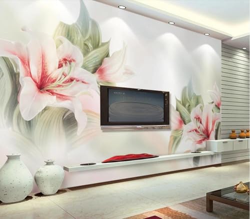 Tapete Fototapete Relief Blumen Rosa Blumen Vliestapete Tapeten 3D Effekt Wohnzimmer Schlafzimmer Wanddeko -KX15275, 250x175cm von MIWEI Wallpaper