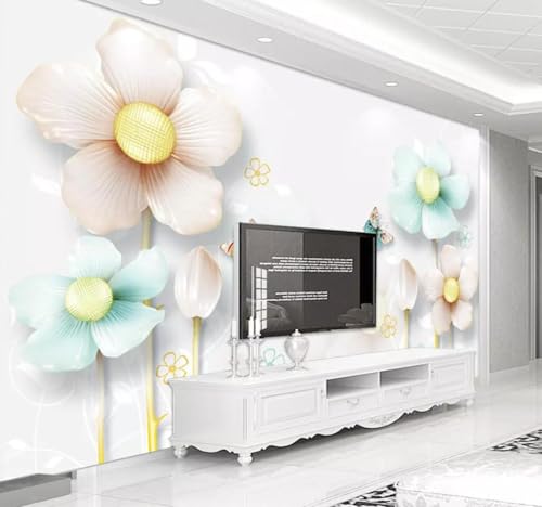 Tapete Fototapete Relief Schmuck Blumen Einfachheit Vliestapete Tapeten 3D Effekt Wohnzimmer Schlafzimmer Wanddeko -KX15149, 250x175cm von MIWEI Wallpaper