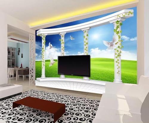 Tapete Fototapete Säulen Rasen Vliestapete Tapeten 3D Effekt Wohnzimmer Schlafzimmer Wanddeko -KX09348, 400x255cm von MIWEI Wallpaper
