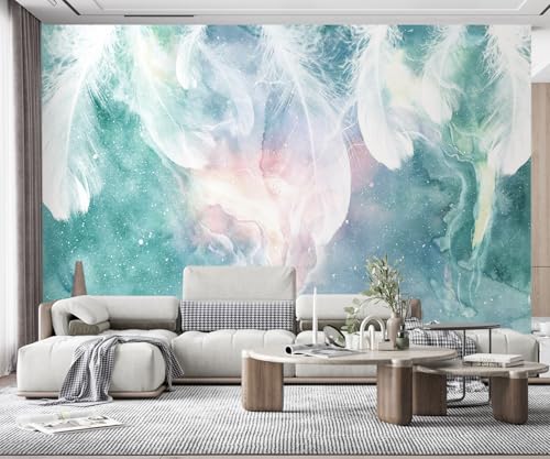 Tapete Fototapete Weiße Feder Grün Vliestapete Tapeten 3D Effekt Wohnzimmer Schlafzimmer Wanddeko -KX11352, 300x210cm Tapete Fototapete Weiße Feder Grün Vliestapete Tapeten 3D Effekt Wohnzimmer Schlafzimmer Wanddeko -KX11352, 300x210cm von MIWEI Wallpaper