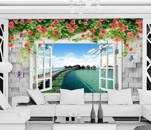 Tapete Fototapete Ziegelwand Meer Blumen Vliestapete Tapeten 3D Effekt Wohnzimmer Schlafzimmer Wanddeko -KX13958, 430x300cm Tapete Fototapete Ziegelwand Meer Blumen Vliestapete Tapeten 3D Effekt Wohnzimmer Schlafzimmer Wanddeko -KX13958, 430x300cm von MIWEI Wallpaper
