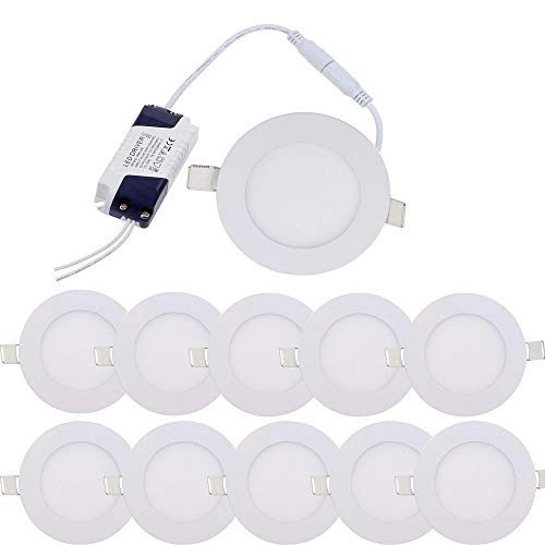 MIWOOHO LED Einbaustrahler Spots 10er Set 6W Kaltweiß 6000K LED Panel Rund Einbauleuchte Deckenstrahler Deckenleuchte Deckenlampe Einbau Lampe Spot von MIWOOHO