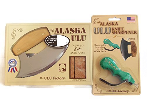 Alaska Ulu Messerset mit Ulu Messerschärfer, dieses Ulu Messer kann als Mezzaluna Chopper, Bolo Rollmesser und gehacktes Salatwerkzeug verwendet werden. von MIX BRANDS