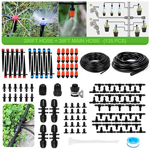 MIXC Bewässerung Kit Tropfbewässerung Garten Bewässerungssystem 1/4 INCH 226FT DIY Micro Drip System Automatische Sprinkler Misting System für Tomaten Bewässerung Zimmerpflanzen von MIXC