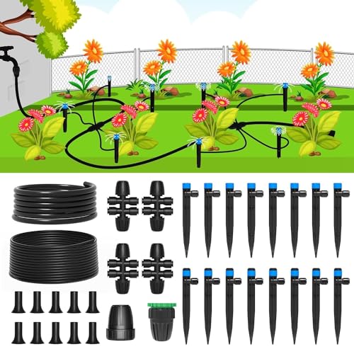 MIXC Bewässerungssystem Garten 24+5M Schnelle Montage Bewässerung Kit Automatische Tropfbewässerung Set DIY Micro Drip System mit Bewässerungsschlauch für Gemüse,Terrasse,Gewächshaus von MIXC