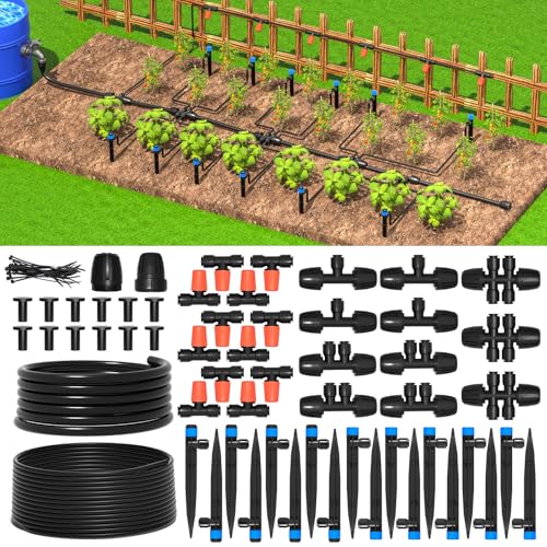 MIXC Bewässerungssystem Garten 60M+8M Automatische Bewässerung Kit Tropfbewässerung Set DIY Micro Drip System mit Bewässerungsschlauch von MIXC
