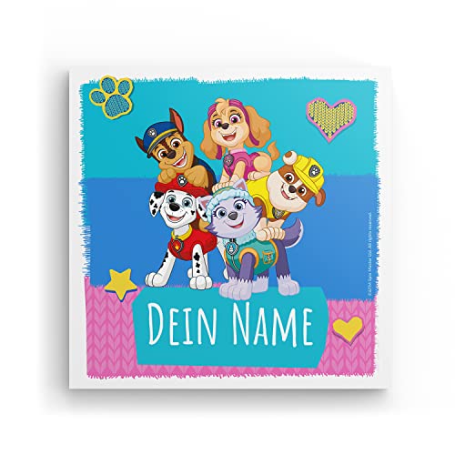 MIXPIX® – PAW Patrol Pups Friends 20x20cm Fotokacheln Personalisiert Mit Namen – Geburtstagsgeschenk für Kinder – Drucke mit Wiederverwendbaren Klebepads von MIXPIX