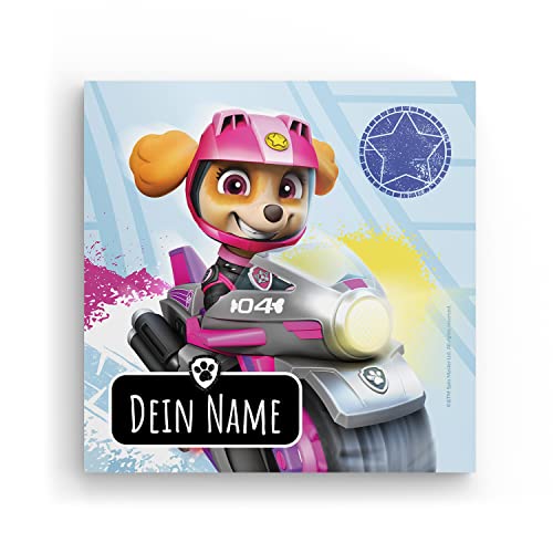 MIXPIX® – PAW Patrol Skye Moto 20x20cm Fotokacheln Personalisiert Mit Namen – Geburtstagsgeschenk für Kinder – Drucke mit Wiederverwendbaren Klebepads von MIXPIX