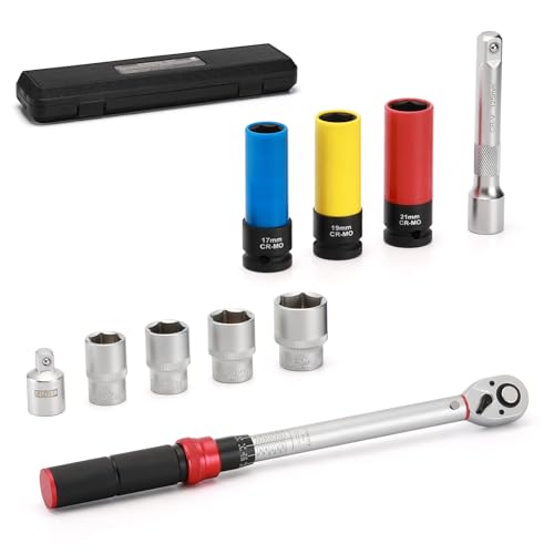MIXPOWER 10PCS 1/2" Drive Torque Wrench Set, Car Wheel Torque Wrench 20-230Nm with Extensions, Sockets, Adapter, Dual-Direction Adjustable 72 Tooth, CR-V MIXPOWER 10PCS 1/2" Drive Torque Wrench Set, Car Wheel Torque Wrench 20-230Nm with Extensions, Sockets, Adapter, Dual-Direction Adjustable 72 Tooth, CR-V von MIXPOWER
