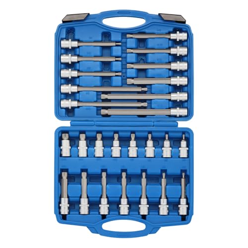 MIXPOWER 26Pieces 1/2"Drive XZN Multi-Tooth Nut Socket Key Set, M-Type, Metric, Matt Chrome-Plated, CR-V von MIXPOWER