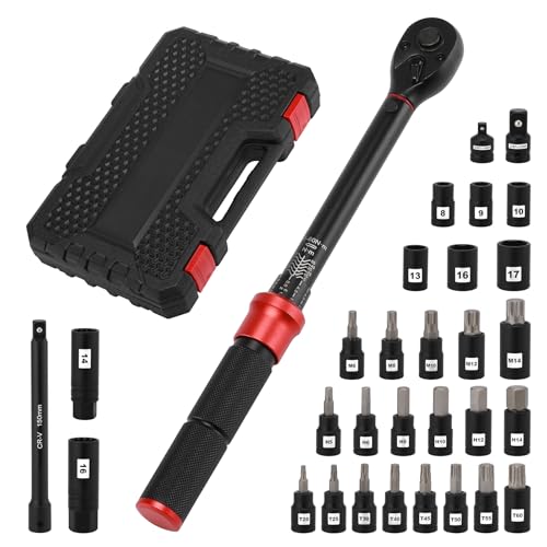 MIXPOWER 31PCS 3/8-Inch Drive Click Torque Wrench Set, 5-60Nm, Dual-Direction Adjustable, 72-Tooth Torque Wrench with Extensions, Sockets, Adapter for Bike, CR-V MIXPOWER 31PCS 3/8-Inch Drive Click Torque Wrench Set, 5-60Nm, Dual-Direction Adjustable, 72-Tooth Torque Wrench with Extensions, Sockets, Adapter for Bike, CR-V von MIXPOWER