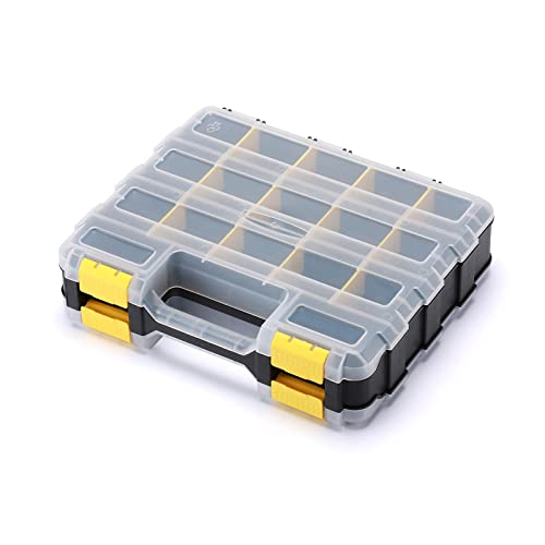 MIXPOWER Doppelseitiger Organizer mit 34 Fächern, schlagfestem Polymer und anpassbaren, herausnehmbaren Kunststoff-Trennwänden, Aufbewahrung und Transport, Schwarz/Gelb von MIXPOWER