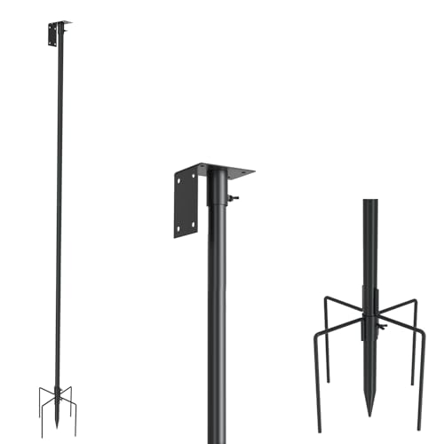 MIXXIDEA Vogelhaus Ständer 203 cm Verstellbar Metall Universell Vogelfutterhaus Ständer Set mit 5 Zinken-Sockel für Draußen,Hof,Schwarz,Ständer Satz für Wetterstation (Ohne Vogelhaus) von MIXXIDEA