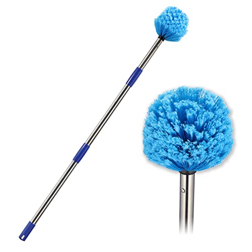 Spinnennetz-Staubwedel mit Stange, Spinnennetz-Staubwedelkopf mit Leichter Edelstahlstange, Spinnennetzbürste mit mittelsteifen Borsten für die Reinigung im Innen- und Außenbereich, 3 m von MIYA
