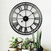 Wetterfeste Gartenuhr Vintage Retro römische Ziffern einfache Schmied leise batteriebetriebene Außenuhr 40cm von MIYA