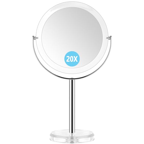 MIYADIVA vergrößerungsspiegel 20 Fach,kosmetikspiegel mit vergrößerung 360°Rotation,Doppelseitiger 1X & 20X Kosmetik Spiegel,schminkspiegel Schminkspiegel für Bäder und Schlafzimmer von MIYADIVA