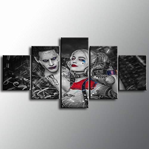 MIYCOLOR Leinwand Malerei Home Wandkunst 5 Stücke Joker Harley Quinn Poster HD Drucke Modulare Bilder für Wohnzimmer Dekoration, ungerahmt 20X35 20X45 20X55 cm von MIYCOLOR
