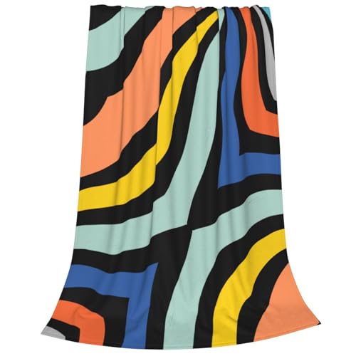 Flanell-Überwurfdecke mit abstraktem Druck, leicht, Fleece, Mikrofaser, für Sofa, Bett, 30 °C waschbar (101,6 x 76,2 cm) von MIYMIYN