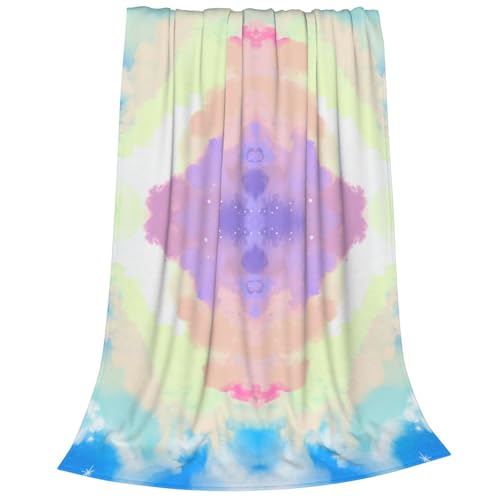 MIYMIYN Doppelseitiger Fleece-Überwurf, Batikdruck, leichte Flanelldecke für Sofa, 101,6 x 76,2 cm von MIYMIYN