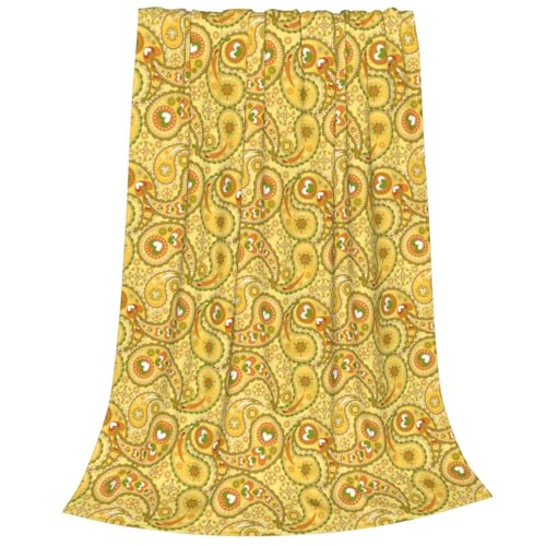 Überwurfdecke mit Retro-Druck, leichtes Mikrofaser-Fleece für Sofa, Vintage-Druck-Design, 101,6 x 76,2 cm, Gelb Überwurfdecke mit Retro-Druck, leichtes Mikrofaser-Fleece für Sofa, Vintage-Druck-Design, 101,6 x 76,2 cm, Gelb von MIYMIYN