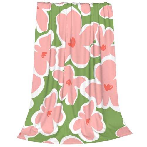 Weiche Flanell-Fleece-Überwurfdecke, leicht, mit Blumen, bedruckt, Mikrofaser, dekorativer Sofabezug (152,4 x 127 cm) von MIYMIYN