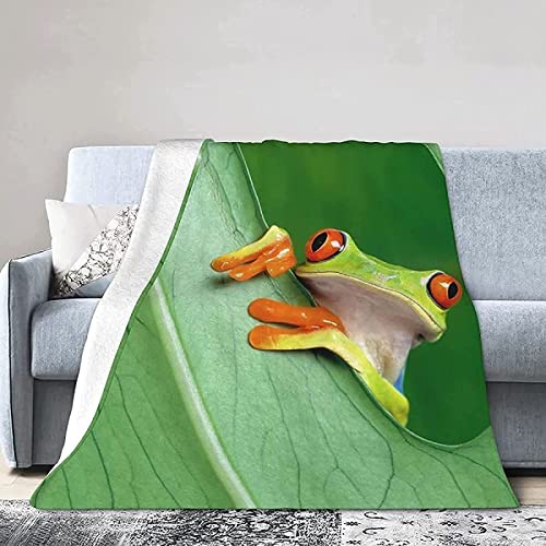 3D Kuscheldecke 150x200 Frosch Warme Decke Dschungeltiere Flanell Fleecedecke Grüner Frosch Flauschig Weich Wohndecke für Sofadecke Couchdecke Sofaüberwurf Bettüberwurf von MIYOLI