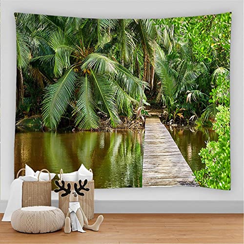 MIYOLI Wandteppich Tropische Pflanzen Wandbehang Wald Tapisserie 3D Wandtuch Tropische Pflanzen Wandteppiche Aesthetic für Wohnzimmer Schlafzimmer Wohnheim Wanddeko, 130x150 cm von MIYOLI