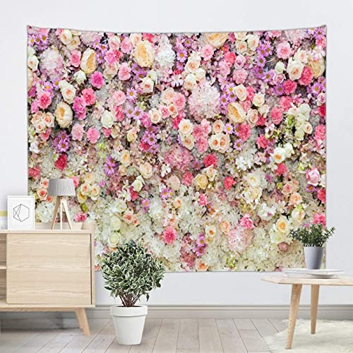 MIYOLI Wandteppich groß Pinke Blume Wandbehang Weibliches Mädchen Tapisserie 3D Wandtuch Pinke Blume Wandteppiche Aesthetic für Wohnzimmer Schlafzimmer Wohnheim Wanddeko, 150x200 cm von MIYOLI