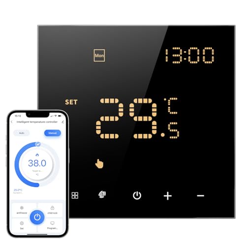 Smart WiFi Thermostat für Wasser-Fußbodenheizung und Gasboiler, Programmierbar Raumthermostat Unterstützen Alexa, Google Home Sprachsteuerung und Smart Life App Fernbedienung (2,4-GHz-WiFi) von MIYOUKE