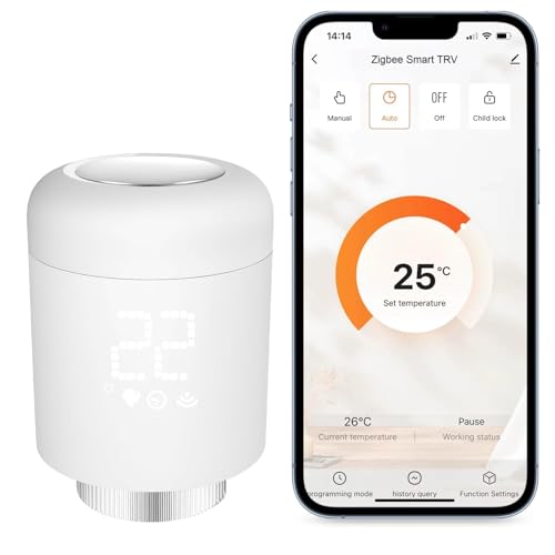 Zigbee Thermostat Heizung,Smart Heizkörperthermostat, Programmierbar Heizungsthermostat Unterstützen Alexa, Google Home Sprachsteuerung und Smart Life App Fernbedienung (2.4GHz-WLAN) von MIYOUKE