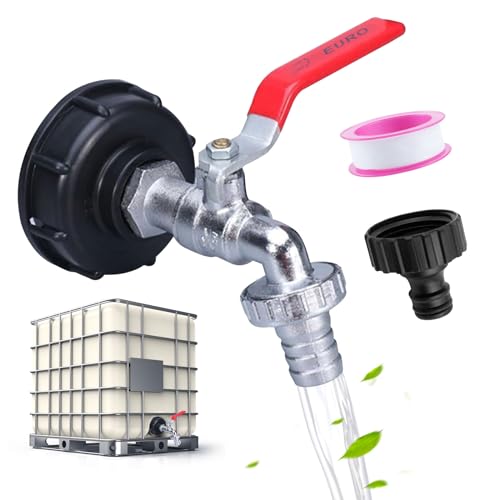 IBC Auslaufhahn 1000L Wassertank Zubehör IBC Tank Adapter mit 3/4 Zoll Anschluss IBC Adapter For S60x6 Wassertank IBC Container Wasserhahn Schlauchanschluss Ersatz Für IBC Regenwassertanks von MIYUANGKJ