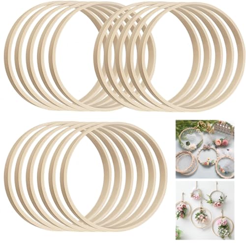 MIYUANGKJ 16 Stk Bambus Floral Hoop 10cm Holzringe Zum Basteln Traumfänger Ringe Holz Blumenkranz für DIY Valentinstag Jahrestag Hochzeitskranz Deko Wandbehang von MIYUANGKJ