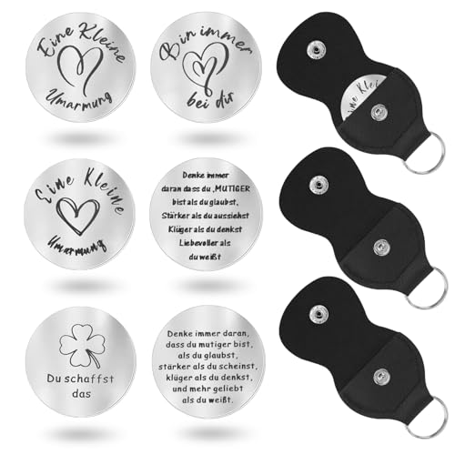MIYUANGKJ Motivierende Tasche Umarmung Glücksbringer, 3 Stück Glücksbringer mit Tasche Gute Besserung Silber Geschenke Mutmacher Geschenk Glücksbringer Prüfung für Familie Freund Patient Pärchen von MIYUANGKJ