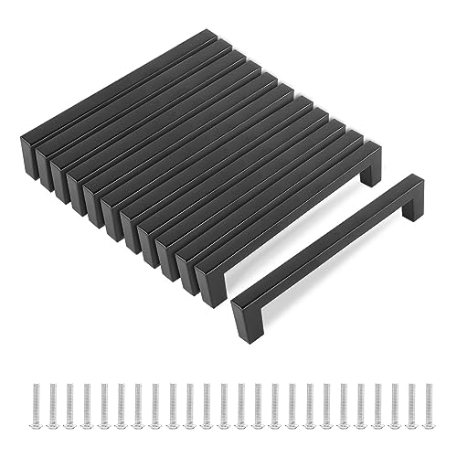 MIYUANGKJ 12 stk Möbelgriffe Schwarz 128mm Küchengriff Schubladengriffe mit 24stk Schrauben 25 mm, Türgriffe für Schublade Schrank Möbel Küche von MIYUANGKJ