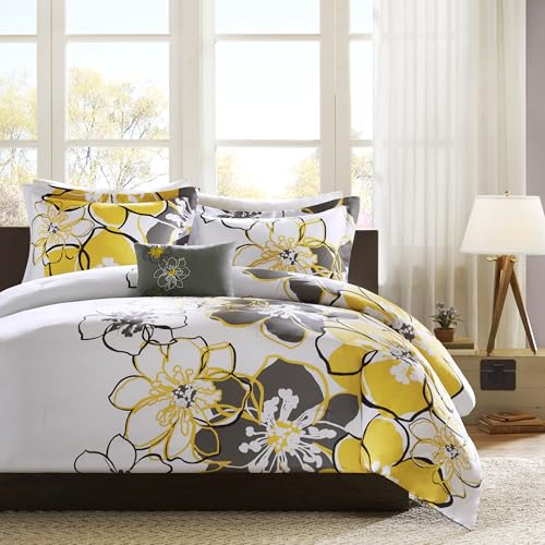 MI ZONE KIDS Allison Bettdecken-Set, lustiges Schlafzimmer-Dekor, modern, für alle Jahreszeiten, Blumenmuster, lebendige Farben, gemütliche Bettwäsche, passender Kissenbezug, dekoratives Kissen, von MI ZONE KIDS
