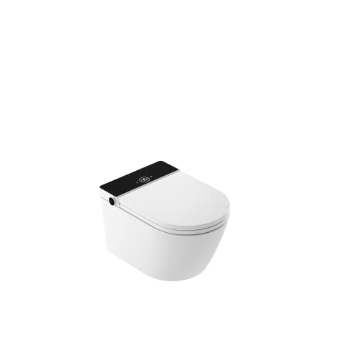 Mizubath - Intelligente Stand-WC | Reinigung durch Wasser mit verschiedenen Massagen | Heißlufttrocknen | Fernbedienung und Panel | Installation zum Aufhängen | Modell Rada Display schwarz von MIZUBATH
