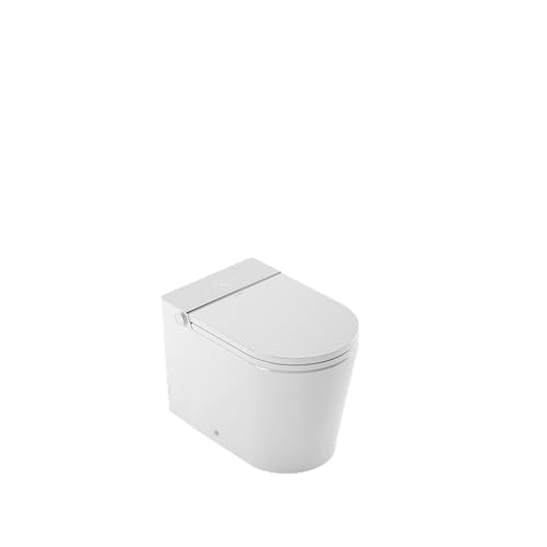 Mizubath - NEUE Intelligente Toilette mit eingebautem Tank | Wasserreinigung mit Massagen | Heißlufttrocknung | Fernbedienung und Panel | Bodenmontage | Japanische Toilette Rada+ weißes Display von MIZUBATH