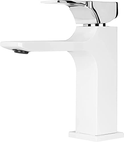 Edelstahl armatur für badezimmer Mizzo Flucto | Wasserhahn bad - Waschtischarmatur - Armatur waschbecken mischbatterie(Weiss-Chrom) von Mizzo Design