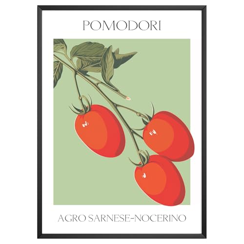 MJ-GRAPHICS® Poster Tomate Bilder Gemüse Poster Küche Kunstdruck Küche Bild Pomodori A3 Küchenbilder Wohnzimmer Poster Wandbilder Wohnzimmer Bauernhof Gartendekoration Küche Esszimmer - ohne Rahmen von MJ-GRAPHICS