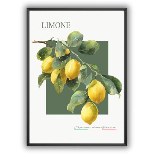 MJ-GRAPHICS® Poster Zitrone Obstbild Kunstdruck Küche Bild Esszimmer Wohnzimmer Poster Wandbilder A4 Zitrusfrucht Wanddeko Italienisch Modern Stil – ohne Rahmen von MJ-GRAPHICS