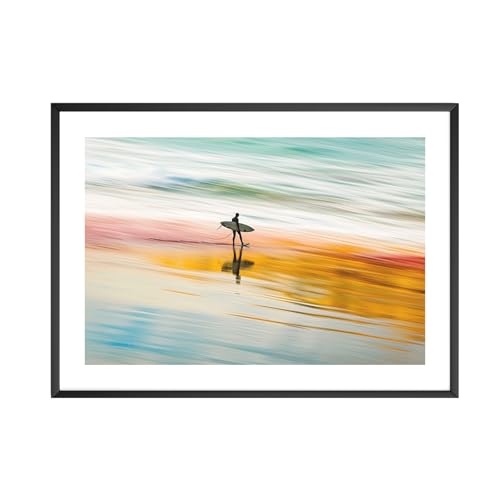 MJ-GRAPHICS® - Poster farbenfrohes Surf Beach Motiv - Wandbild Din A3 in Galerie Qualität 300g dickes Posterpapier - Surfer am Strand - Küchen & Wohnzimmer Bilder - ohne Bilderrahmen von MJ-GRAPHICS