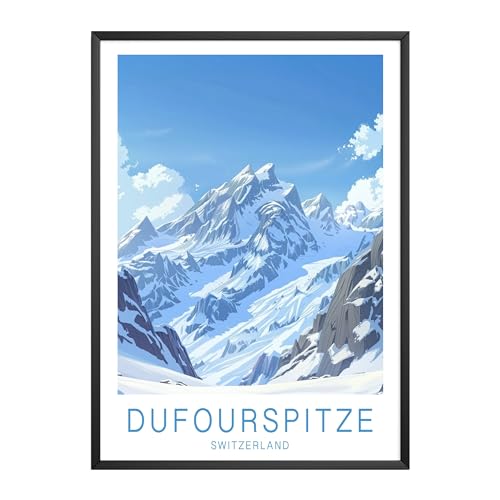 MJ-GRAPHICS® | Vintage Reise Poster Set - Dofourspitze Alpen, Schweiz Berglandschaft - Fine Art Kunstdruck 300g - A4 Qualitätsdruck Travelposter im Retrostil mit intensiven Farben - ohne Rahmen von MJ-GRAPHICS
