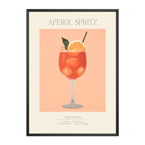 MJ-GRAPHICS - Poster Aperol Spritz - Bild mit Cocktail Rezept - Wandbild Din A2 in Galerie Qualität mit extra dickem 300g Posterpapier - Retro Poster Cocktail - FineArt Kunstdruck ohne Bilderrahmen von MJ-GRAPHICS